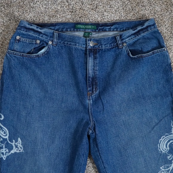 Lauren Ralph Lauren Jeans Women Plus 18W Blue Paisley Graphic Print Denim Y2K - Picture 7 of 9